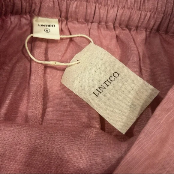 LINTICO 100% linen midi skirt new women’s size small dusty rose airy travel boho - Picture 4 of 16